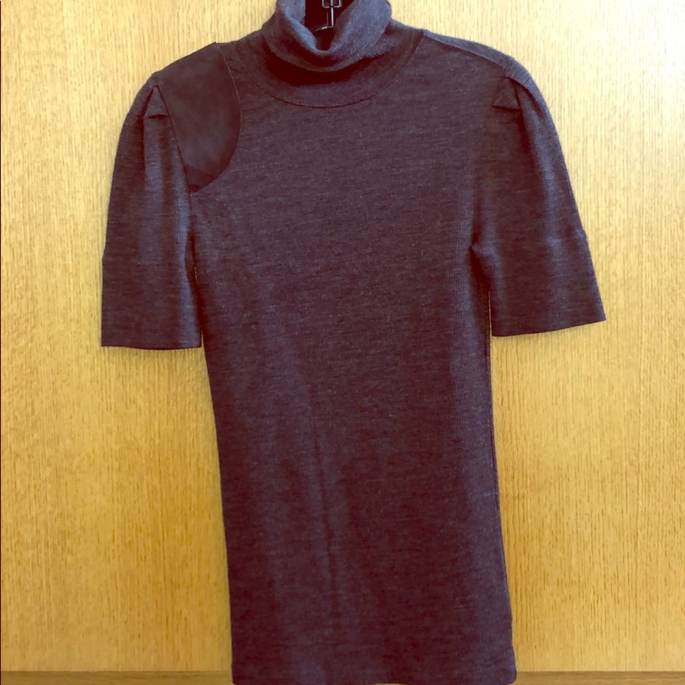 Rugby Ralph Lauren Charcoal Brown Short-Sleeve Turtleneck Sweater